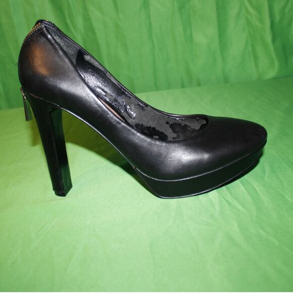 Vince Camuto Black Platform High Heel Gold Zip A2  Sz. 9 M - Picture 11 of 16